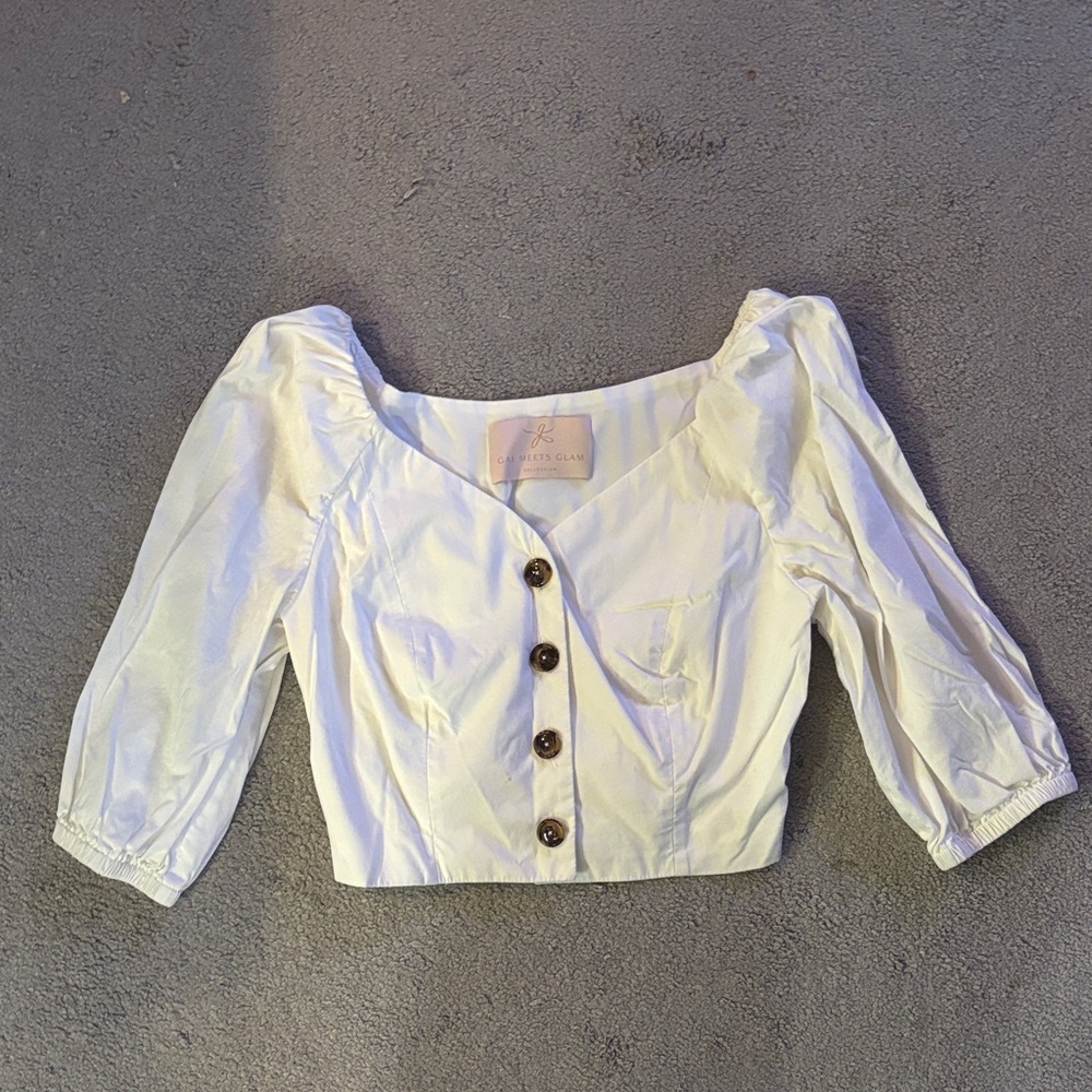 Gal Meets Glam White Button-Up Blouse